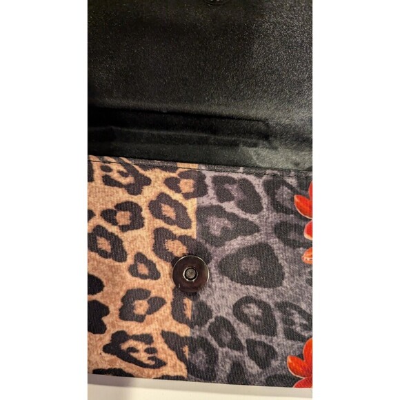 ALDO clutch‎ accordion purse leopard Hawaiian floral plumeria envelope wallet - Picture 2 of 3